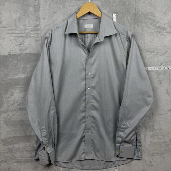 Eton Contemporary Fit Dress Shirt Gray Herringbone Cotton Men Size 18.5 47 ‘Read - Picture 2 of 12